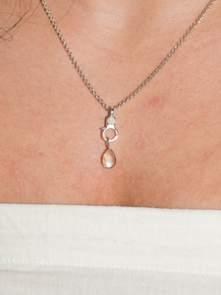 Cry Baby Moonstone Teardrop Cabochon Charm in White 14k Gold