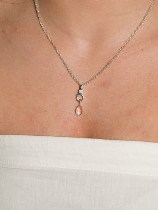 Cry Baby Moonstone Teardrop Cabochon Charm in White 14k Gold
