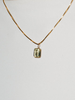 Butter Heliodor Emerald Cut Charm in 14k Yellow Gold