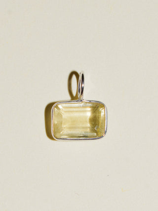 Gift Wrap Heliodor East West Emerald Cut Charm in Sterling Silver
