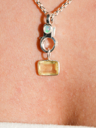 Gift Wrap Heliodor East West Emerald Cut Charm in Sterling Silver