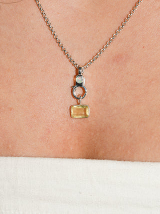 Gift Wrap Heliodor East West Emerald Cut Charm in Sterling Silver