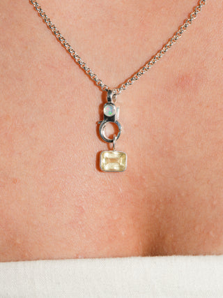 Ice Pop Heliodor East West Emerald Cut Charm in Sterling Silver