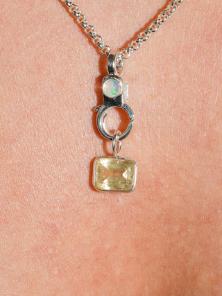 Ice Pop Heliodor East West Emerald Cut Charm in Sterling Silver