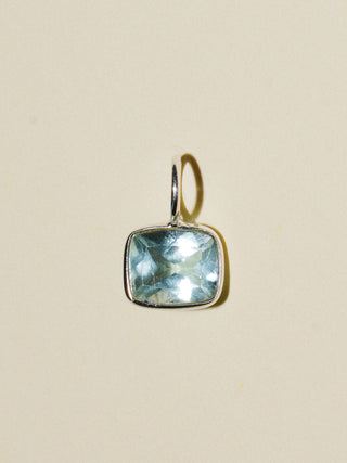 Atlantic Secret Aquamarine East West Cushion Cut Charm in Sterling Silver