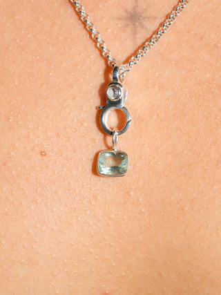 Atlantic Secret Aquamarine East West Cushion Cut Charm in Sterling Silver