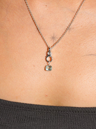 Atlantic Secret Aquamarine East West Cushion Cut Charm in Sterling Silver