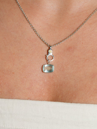 Beach Babe Aquamarine East West Can Cut Charm in Sterling Silver
