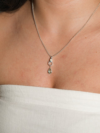Poisedon's Lament Aquamarine Teardrop Cut Charm in Sterling Silver