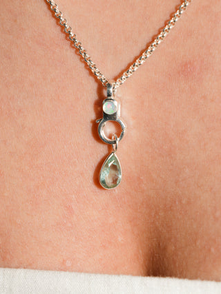 Poisedon's Lament Aquamarine Teardrop Cut Charm in Sterling Silver