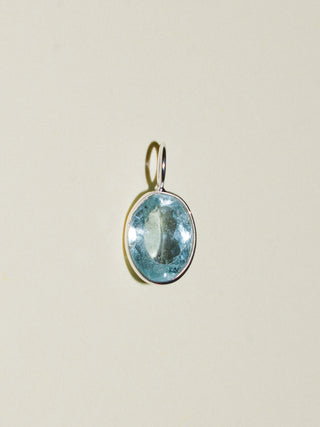 Mineral Water Aquamarine Oval Cut Charm in Sterling Silver