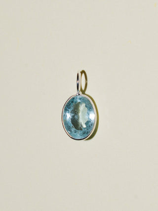 Mineral Water Aquamarine Oval Cut Charm in Sterling Silver
