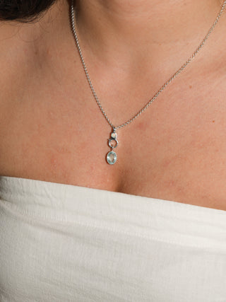 Mineral Water Aquamarine Oval Cut Charm in Sterling Silver