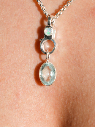 Mineral Water Aquamarine Oval Cut Charm in Sterling Silver