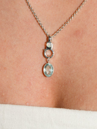 Mineral Water Aquamarine Oval Cut Charm in Sterling Silver