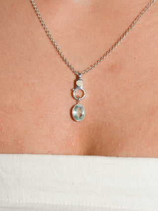 Mineral Water Aquamarine Oval Cut Charm in Sterling Silver