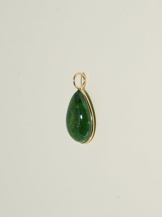 Always Forever Green Tourmaline Teardrop Cabochon Charm in Yellow 14k Gold