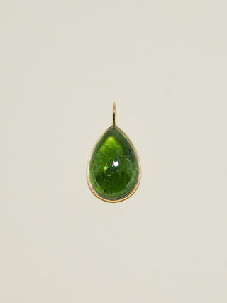 Always Forever Green Tourmaline Teardrop Cabochon Charm in Yellow 14k Gold