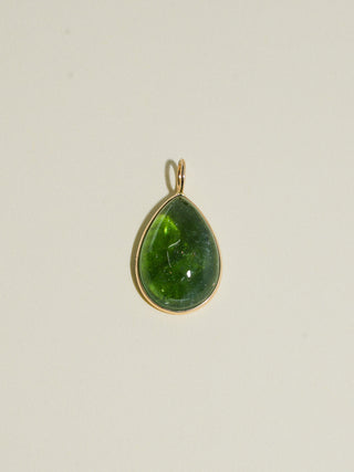 Always Forever Green Tourmaline Teardrop Cabochon Charm in Yellow 14k Gold