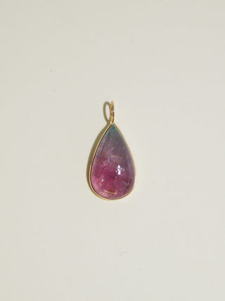 Said So Multi-Tourmaline Teardrop Cabochon Charm in Yellow 14k Gold