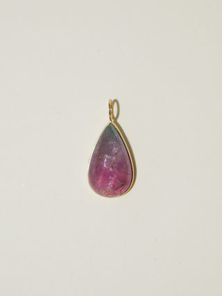 Said So Multi-Tourmaline Teardrop Cabochon Charm in Yellow 14k Gold