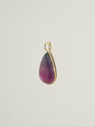 Said So Multi-Tourmaline Teardrop Cabochon Charm in Yellow 14k Gold