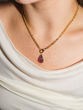 Said So Multi-Tourmaline Teardrop Cabochon Charm in Yellow 14k Gold