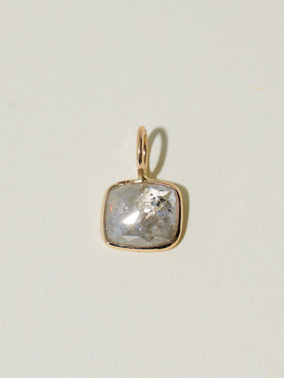 Shining Gray Diamond Rose Cushion Cut Charm in Yellow 14k Gold