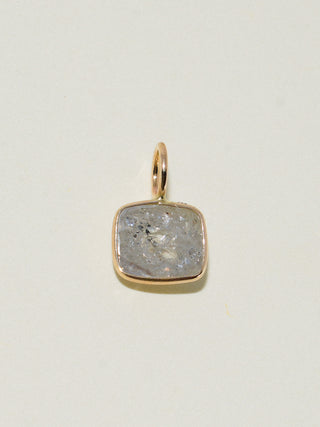 Shining Gray Diamond Rose Cushion Cut Charm in Yellow 14k Gold