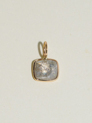 Shining Gray Diamond Rose Cushion Cut Charm in Yellow 14k Gold