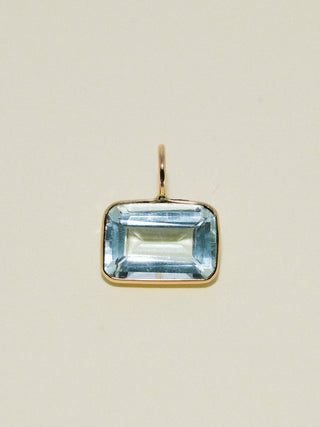 Roarin Stream Aquamarine East West Emerald Cut Charm in Yellow 14k Gold