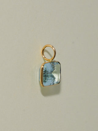 Roarin Stream Aquamarine East West Emerald Cut Charm in Yellow 14k Gold