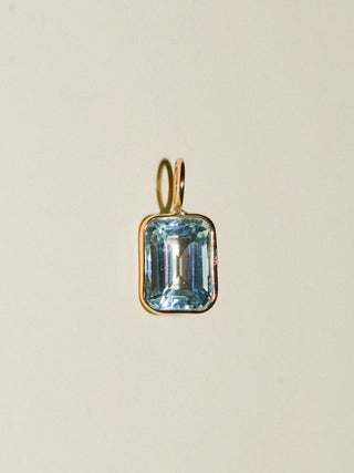 Seamist Aquamarine Emerald Cut Charm in Yellow 14k Gold
