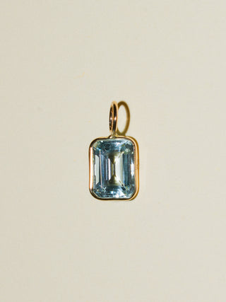 Seamist Aquamarine Emerald Cut Charm in Yellow 14k Gold