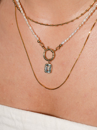 Seamist Aquamarine Emerald Cut Charm in Yellow 14k Gold