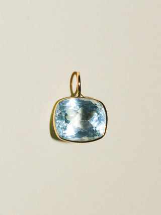 Captain's Daughter Aquamarine East West Cushion Cut Charm in Yellow 14k Gold