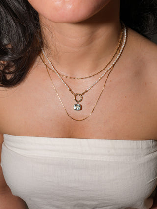Captain's Daughter Aquamarine East West Cushion Cut Charm in Yellow 14k Gold