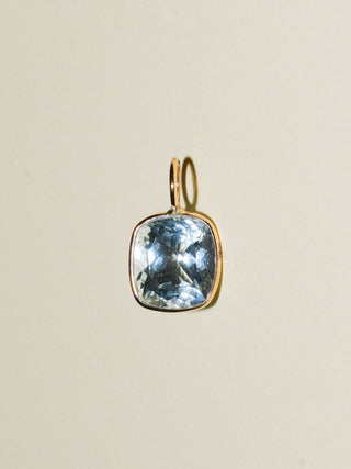 Beach Picnic Aquamarine Cushion Cut Charm in Yellow 14k Gold