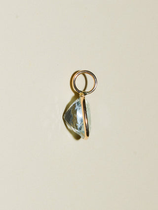 Beach Picnic Aquamarine Cushion Cut Charm in Yellow 14k Gold