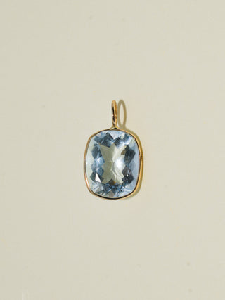 Sprinkly Aquamarine Cushion Cut Charm in Yellow 14k Gold