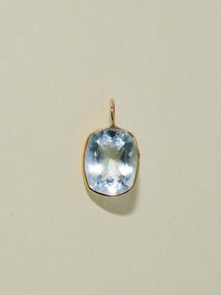 Sprinkly Aquamarine Cushion Cut Charm in Yellow 14k Gold