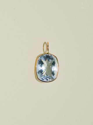 Sprinkly Aquamarine Cushion Cut Charm in Yellow 14k Gold