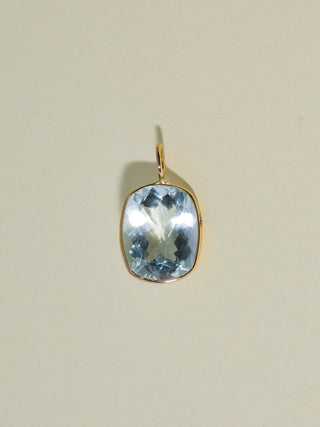Sprinkly Aquamarine Cushion Cut Charm in Yellow 14k Gold