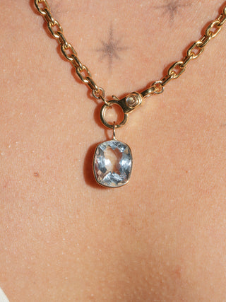 Sprinkly Aquamarine Cushion Cut Charm in Yellow 14k Gold