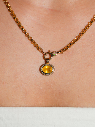 Mango Heliodor Triple East West Oval Cut Charm in Yellow 14k Gold