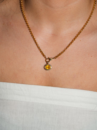 Mango Heliodor Triple East West Oval Cut Charm in Yellow 14k Gold