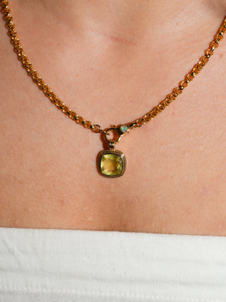 Fields Forever Heliodor Triple Cushion Cut Charm in Yellow 14k Gold