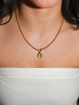 Fields Forever Heliodor Triple Cushion Cut Charm in Yellow 14k Gold