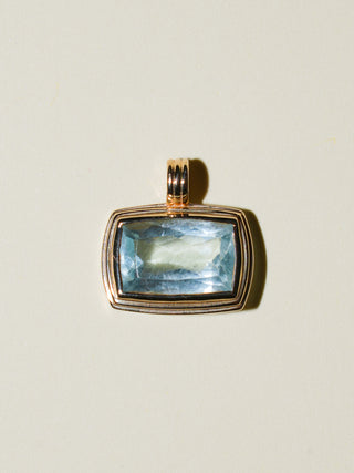 Infinity Aquamarine Triple East West Cushion Cut Charm in Yellow 14k Gold