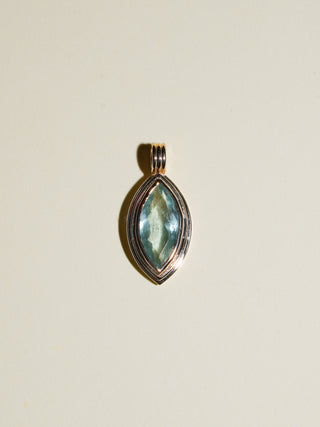 Birth Giver Aquamarine Triple Marquis Cut Charm in Yellow 14k Gold